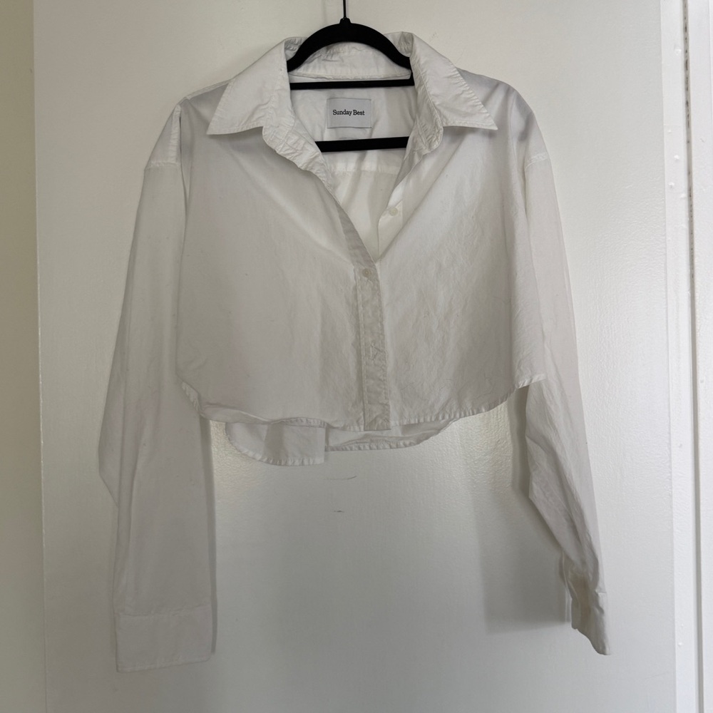 Sunday Best Cropped White Button Down